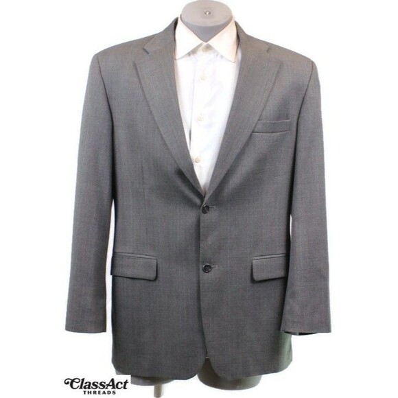 Haggar Black Label 2 Piece Suit Grey Glen Plaid 2 Btn 44L Pleated Fronts 35" W - Picture 3 of 10